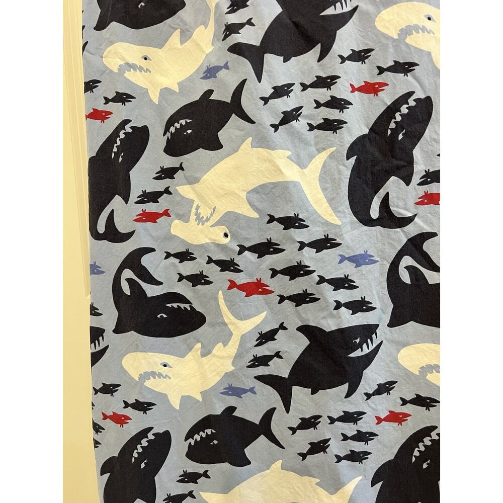 Pottery Barn Kids Twin Sheet Flat Ocean Diver Shark Fish Organic Cotton 60 x 90
